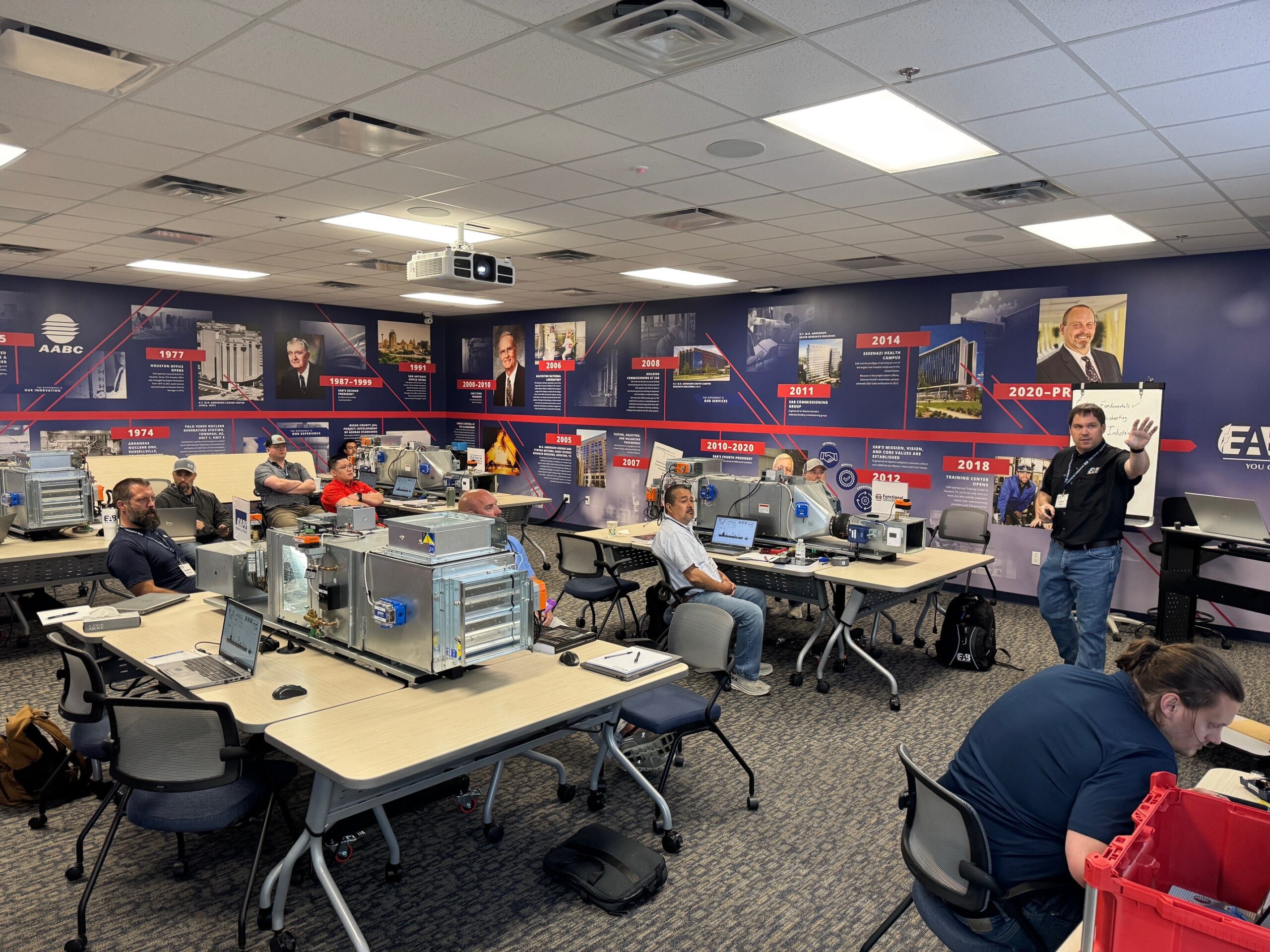 Justin Garner teaching inside EAB Training HVAC classroom
